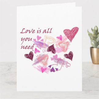 Love is all you need hearts customize inside text kaart