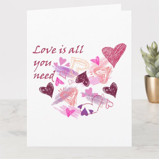 Love is all you need hearts customize inside text kaart (Kleine Plant)