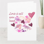 Love is all you need hearts customize inside text kaart (Voorkant)