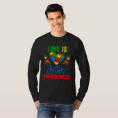 Love is Autism Awareness Puzzle Pieces Heart and R T-shirt (Voorkant volledig)