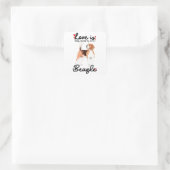 Love Is Being Owned By A Beagle Vierkante Sticker (Tas)