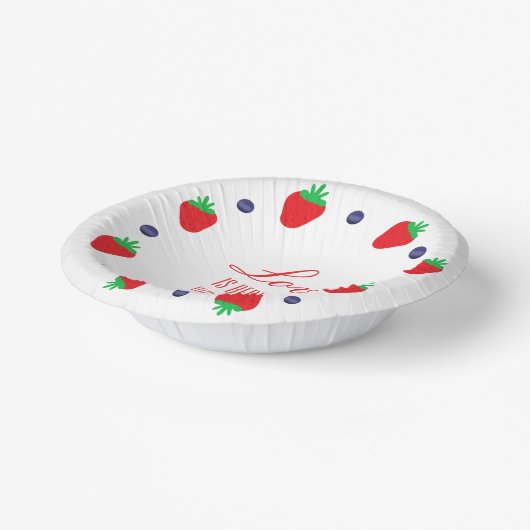 Love is Berry Sweet Fruit Vrijgezellenfeest Papieren Kommen (Gebogen)