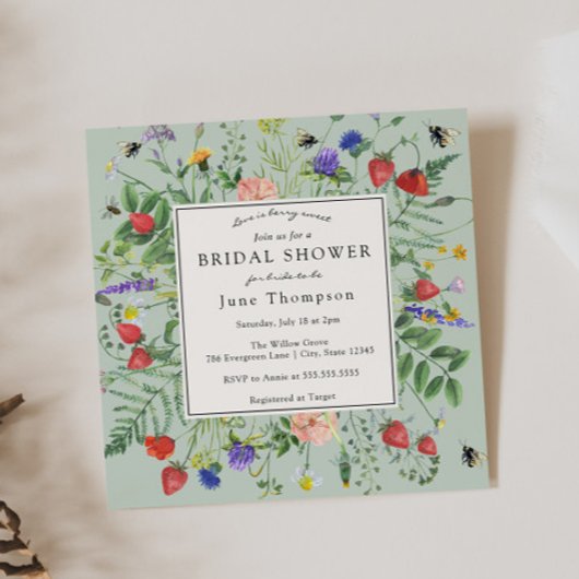 Love is Berry Sweet Wildflower Vrijgezellenfeest Kaart