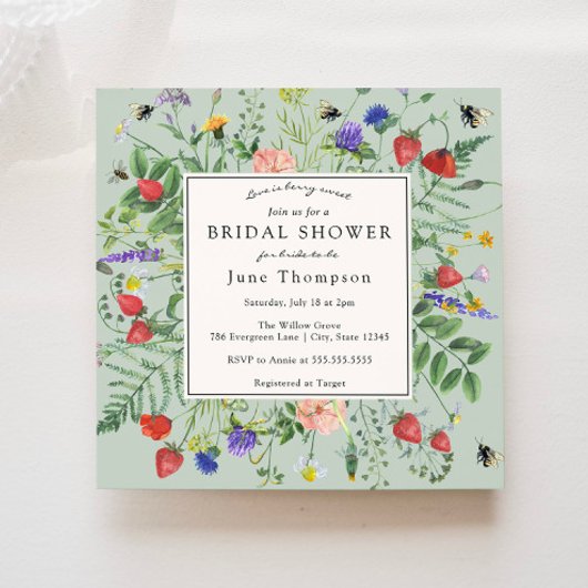 Love is Berry Sweet Wildflower Vrijgezellenfeest Kaart