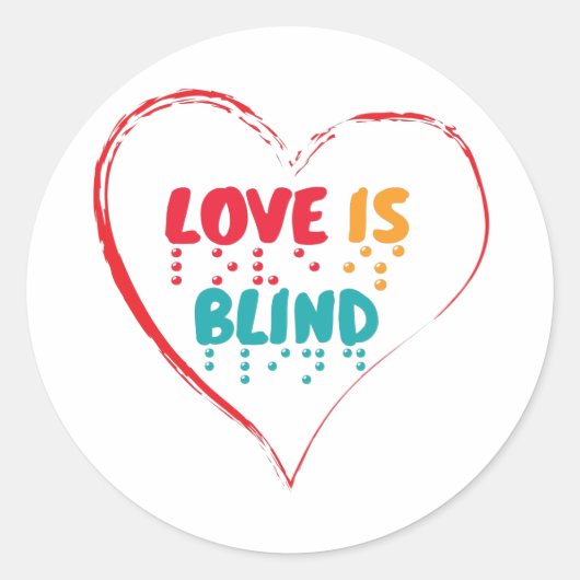 Love is Blind Braille Heart Ronde Sticker (Voorkant)