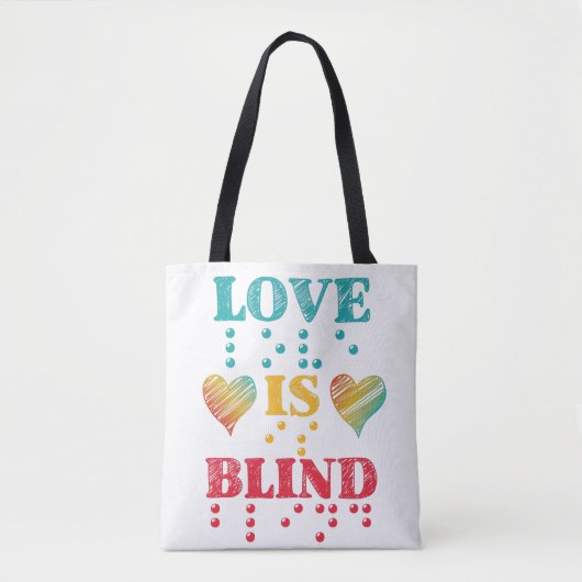 Love Is Blind Braille Hearts Tote Bag (Voorkant)