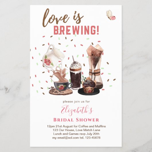 Love is Breaming VRIJGEZELLENFEEST Coffee Muffins Flyer (Voorkant)