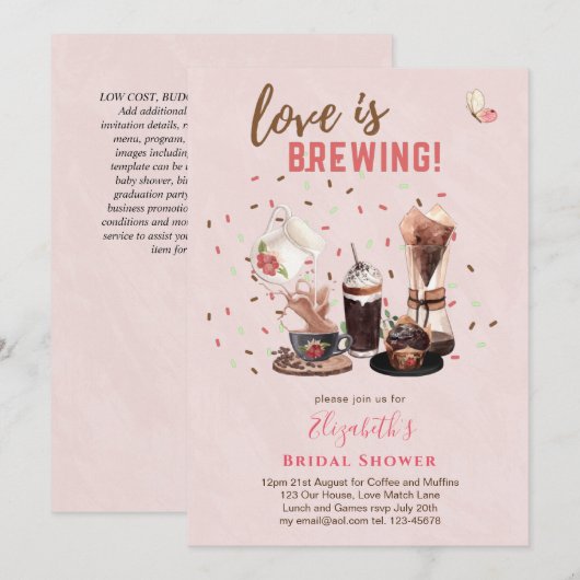 Love is Breaming VRIJGEZELLENFEEST Coffee Muffins  Kaart (Voorkant / Achterkant)