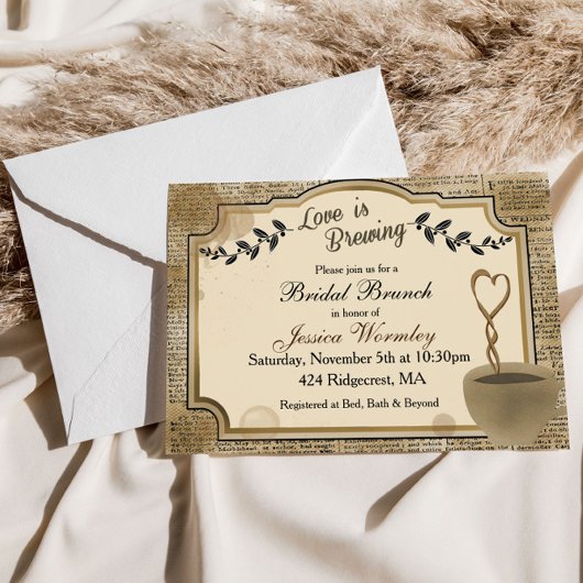 Love is Breking Coffee Bridal Shower Invitation Kaart