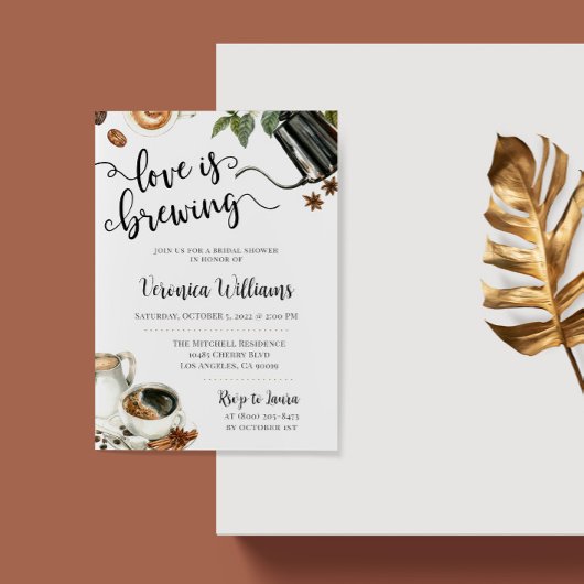 Love is Breking Coffee Bridal Shower Invitation Kaart