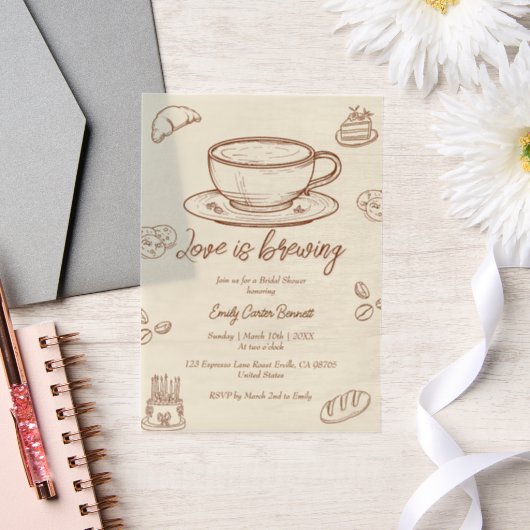 Love is Breking Coffee Bridal Shower Invitation Vellum Uitnodigingen (Huwelijk)
