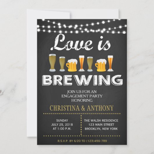 Love is Breming Engagement Party Chalk Invitation Kaart (Voorkant)