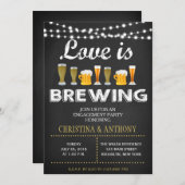 Love is Breming Engagement Party Chalk Invitation Kaart (Voorkant / Achterkant)