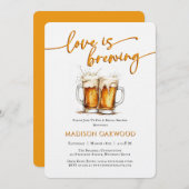 Love Is Brewing Beer Bridal Shower Invitation Kaart (Voorkant / Achterkant)
