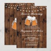 Love is Brewing Beers Wood Couple's Showers Invite Kaart (Voorkant / Achterkant)