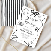Love is Brewing Black Bow modern Bridal Shower Kaart