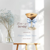 Love is Brewing Blue Bow Coffee Bridal Shower Acryl Bord