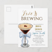 Love is Brewing Blue Bridal Shower Invitation  Briefkaart (Voorkant / Achterkant)