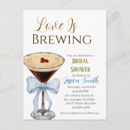 Love is Brewing Blue Bridal Shower Invitation  Briefkaart