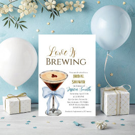 Love is Brewing Blue Bridal Shower Invitation  Kaart
