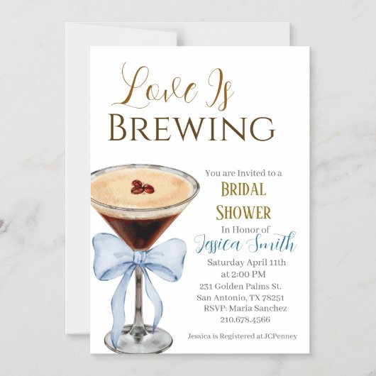 Love is Brewing Blue Bridal Shower Invitation  Magnetische Uitnodiging (Voorkant)