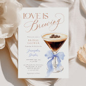 Love is Brewing Blue Bridal Shower Kaart
