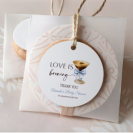 Love is Brewing Blue Coquette Bow Bridal Shower Bedankjes Labels