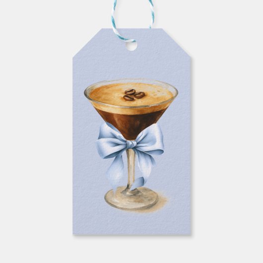 Love is Brewing Blue Coquette Bow Bridal Shower Cadeaulabel (Achterkant)