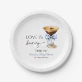 Love is Brewing Blue Coquette Bow Bridal Shower Papieren Bordje (Voorkant)