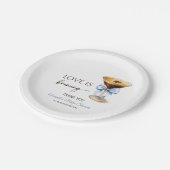 Love is Brewing Blue Coquette Bow Bridal Shower Papieren Bordje (Gekanteld)