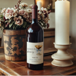 Love is Brewing Blue Coquette Bow Bridal Shower Wijn Etiket