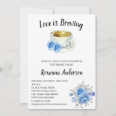 Love is Brewing Blue Flowers Tea Vrijgezellenfeest Kaart (Voorkant)