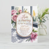 Love Is Brewing Blush Latte Bruidsmorgen Borrel Kaart (Staand voorkant)