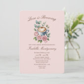 Love Is Brewing Blush Latte Bruiloftsfeest Kaart (Staand voorkant)