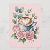 Love Is Brewing Blush Latte Bruiloftsfeest Kaart (Achterkant)