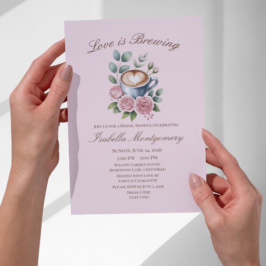 Love Is Brewing Blush Latte Bruiloftsfeest Kaart