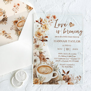 Love Is Brewing Boho Coffee Bruiloftsborrel Acryl Uitnodigingen