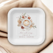 Love is Brewing Boho Rustic Floral Bridal Shower Papieren Bordje