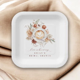 Love is Brewing Boho Rustic Floral Bridal Shower Papieren Bordje