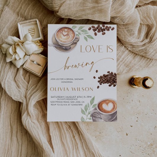 Love is Brewing Bridal Shower- Coffee Theme Party Kaart