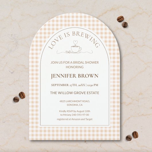 Love Is Brewing Bridal Shower Invitation | Gingham Kaart
