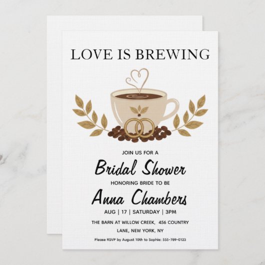 love is brewing bridal shower invitations kaart (Voorkant / Achterkant)