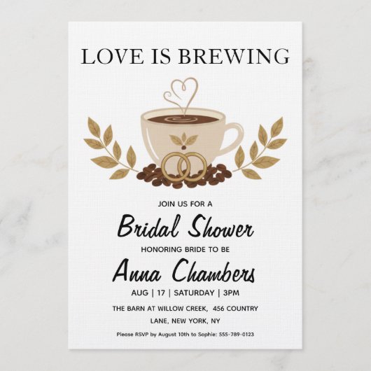 love is brewing bridal shower invitations kaart (Voorkant)