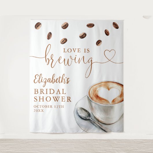 Love Is Brewing Bridal Shower Photo Backdrop Wandkleed (Voorkant)