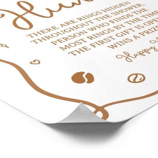 Love is Brewing Bridal Shower Ring Hunt Game Poster (Hoek)