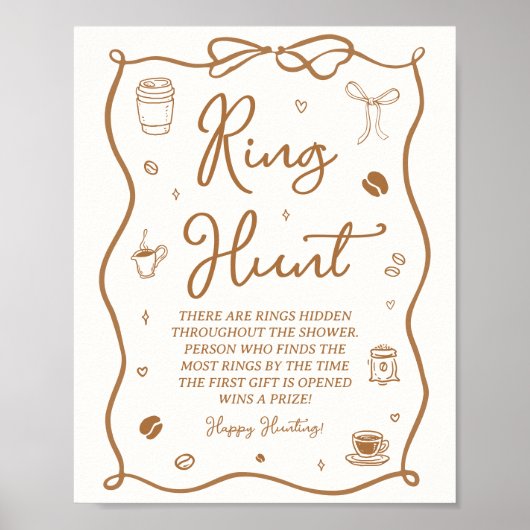 Love is Brewing Bridal Shower Ring Hunt Game Poster (Voorkant)