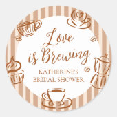 Love is Brewing Bridal Shower  Ronde Sticker (Voorkant)