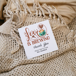 Love Is Brewing Bridal Shower Terracotta Coffee  Bedankkaart