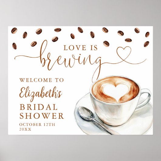 Love Is Brewing Bridal Shower Welcome Sign Poster (Voorkant)