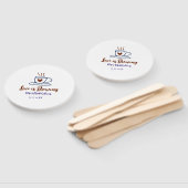 Love is Brewing brown blue bridal shower add name Handwaaier (Niet-gemonteerd)